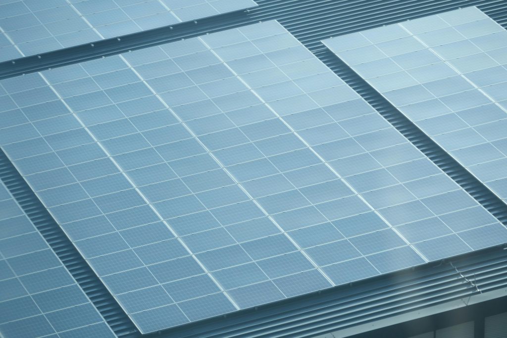 solar panels on a metal roof